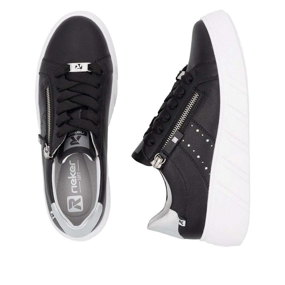 Black Lace Up Side Zip
