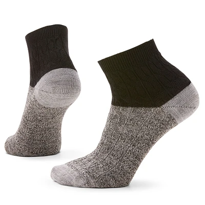 Women's Everyday Cable Ankle Boot Socks Black