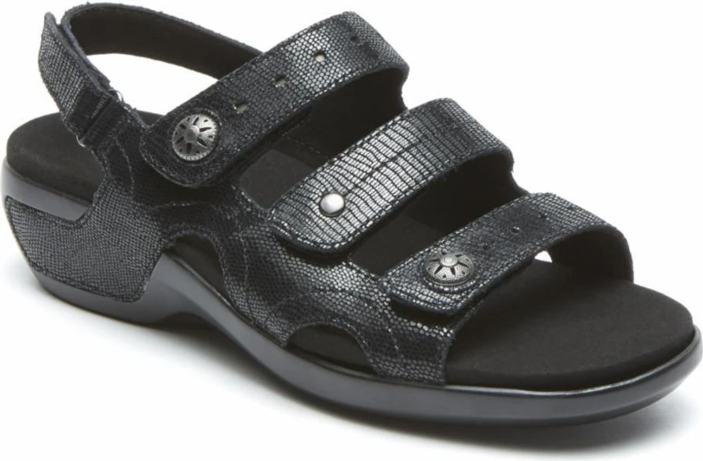 Power Comfort Sandals Three Strap Black