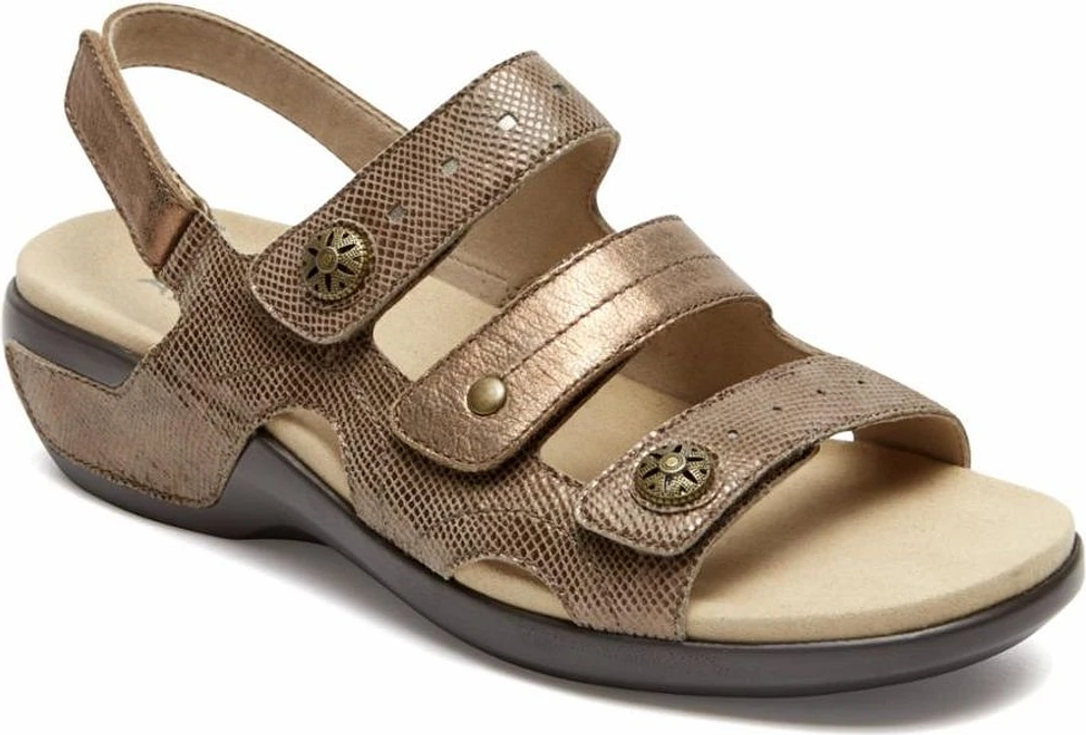 Power Comfort Sandals Three Strap Metallic