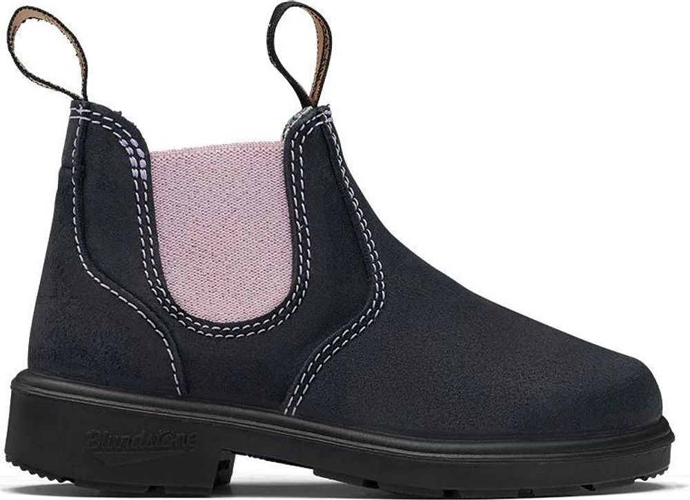 Blundstone 2195 - Kids Suede Navy With Pale Pink Elastic