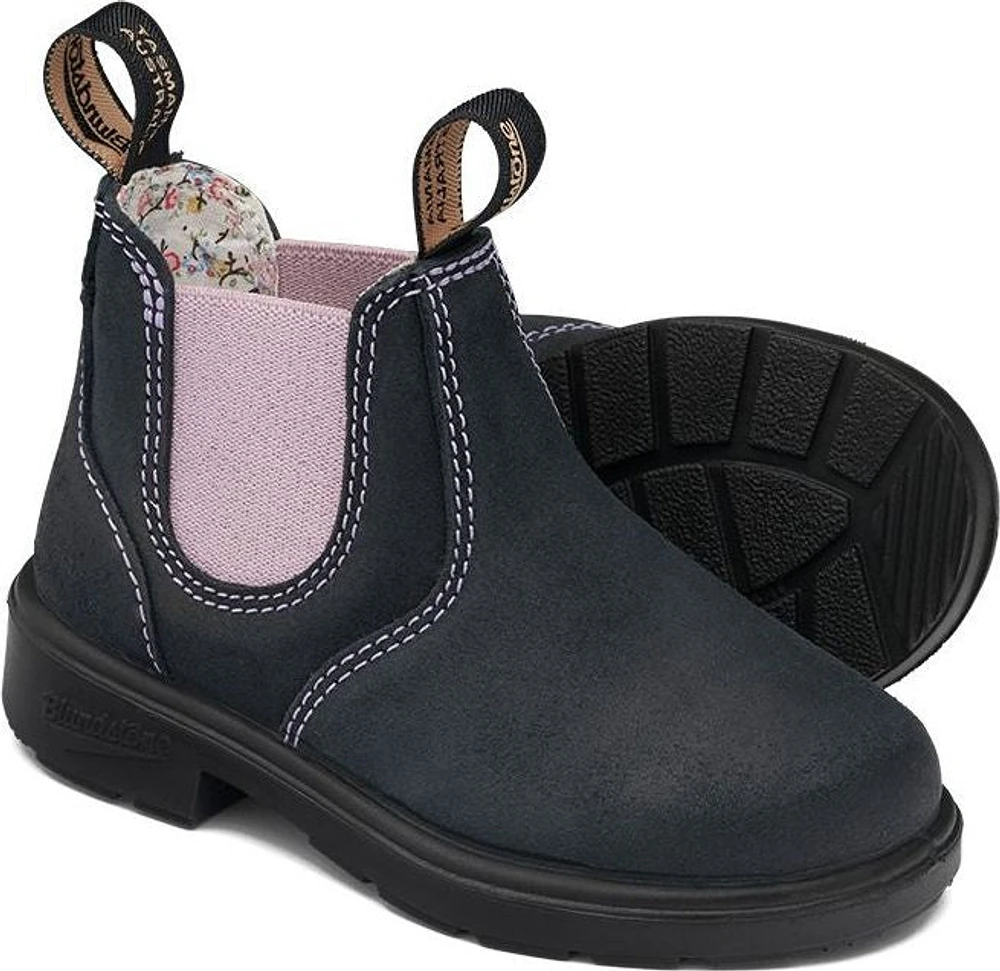 Blundstone 2195 - Kids Suede Navy With Pale Pink Elastic