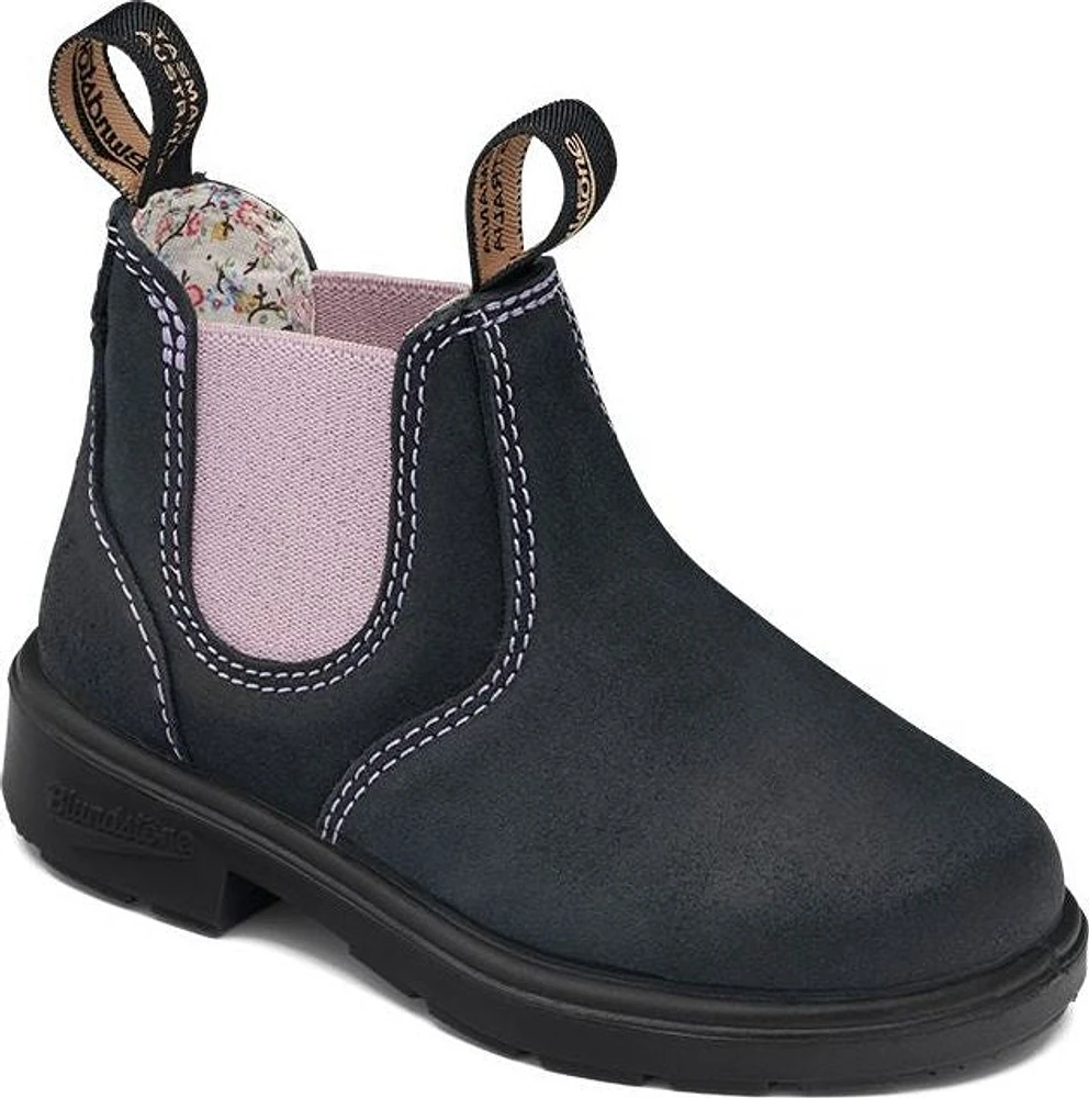 Blundstone 2195 - Kids Suede Navy With Pale Pink Elastic