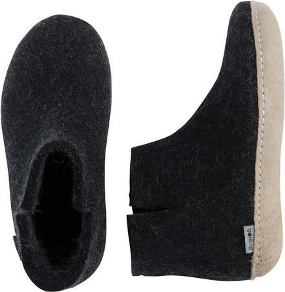 Wool Felt Boot Leather Sole Charcoal