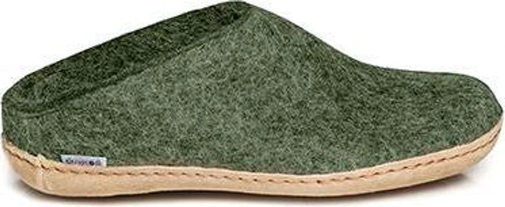 Wool Felt Clog Leather Sole Forest