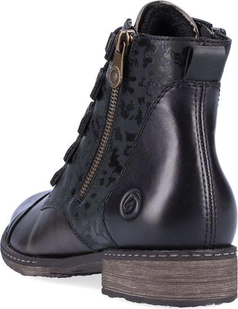 Black Lace Up Fur Lined
