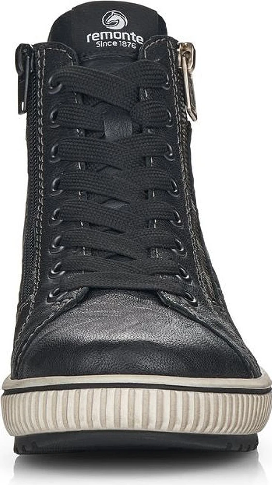 Black Lace Up W Side Zip