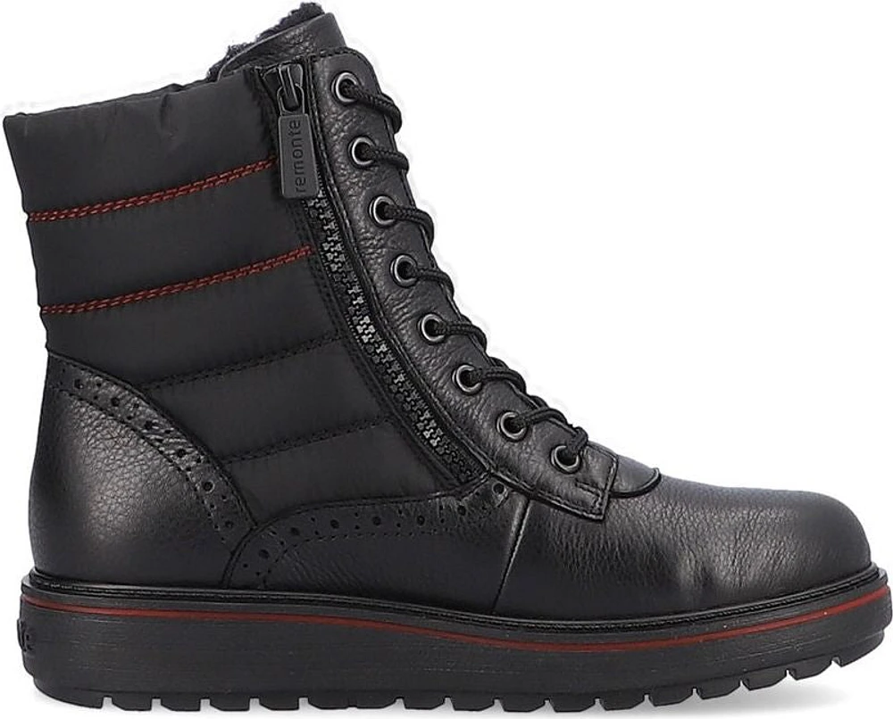 Black Lace Up Wool Lined