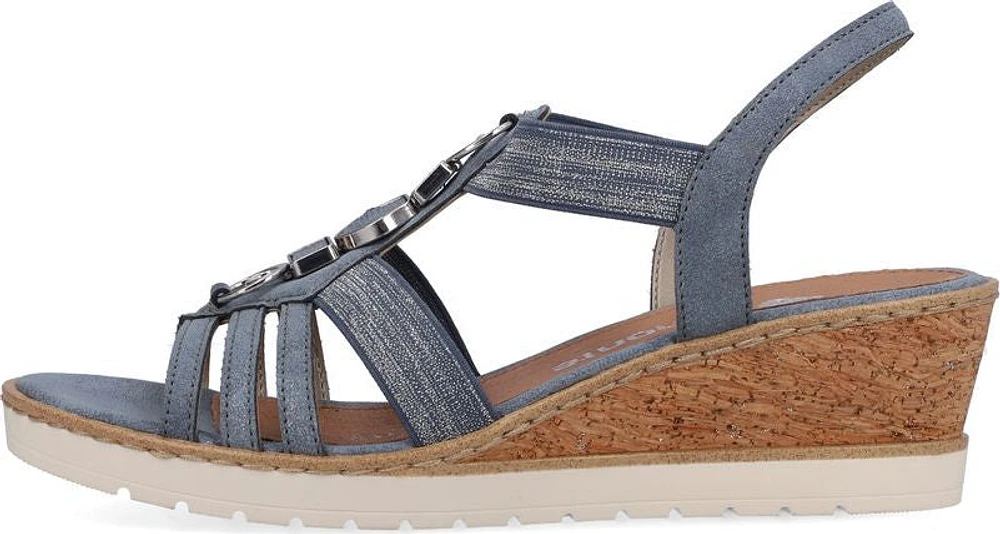Blue Elastic Pull On Sandal