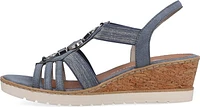 Blue Elastic Pull On Sandal