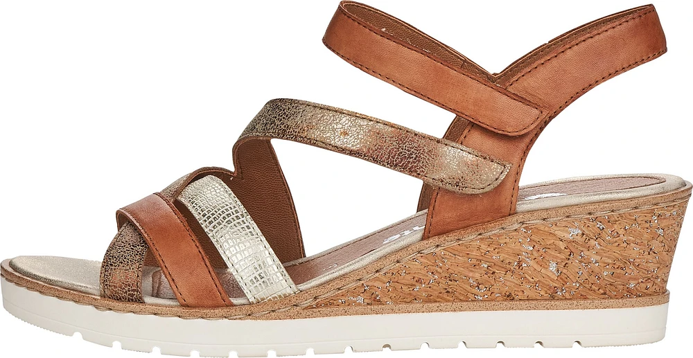 Tan/Gold Criss Cross Wedge Sandal