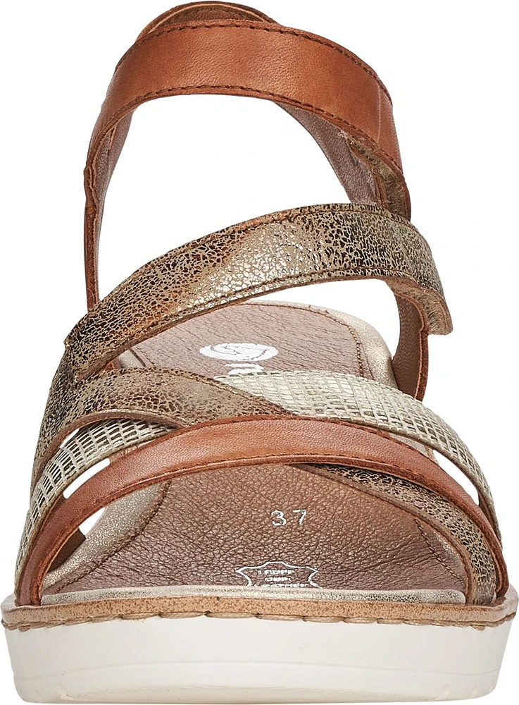 Tan/Gold Criss Cross Wedge Sandal