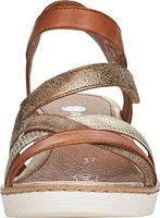 Tan/Gold Criss Cross Wedge Sandal