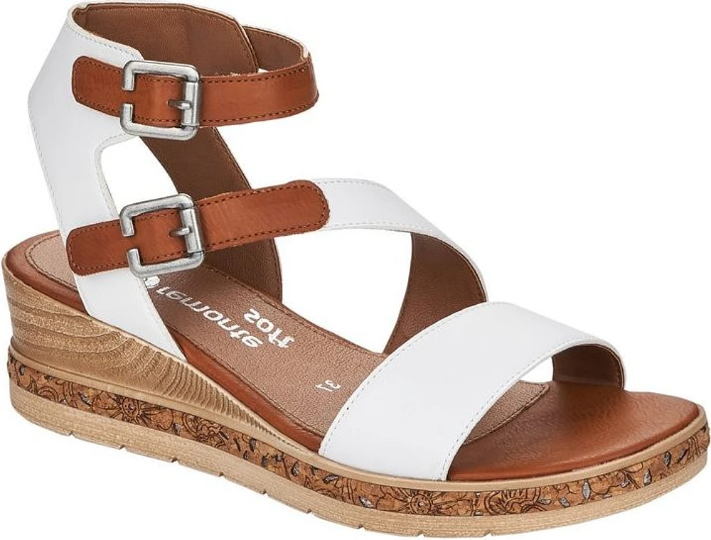 White Ankle Strap Wedge Sandal