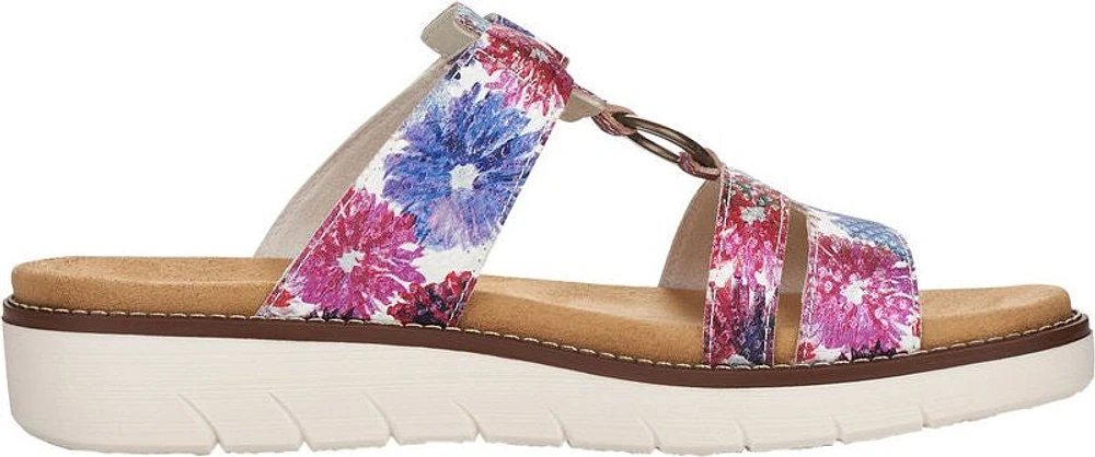White Multi Flower Slide Sandal