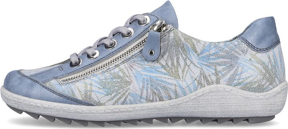Blue Pattern Lace Up With Side Zip