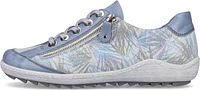 Blue Pattern Lace Up With Side Zip