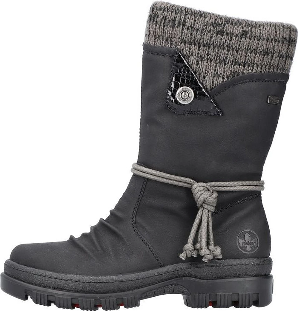 Black Mid Calf Flip Grip Boot