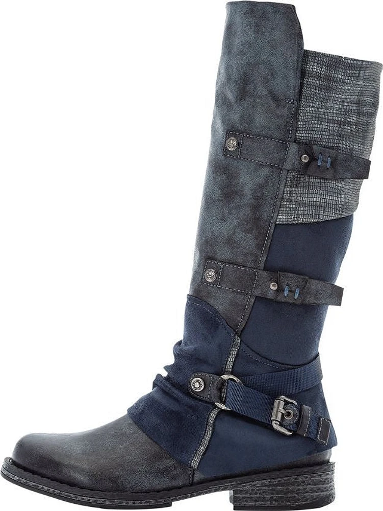 Blue Tall Side Zip Boot