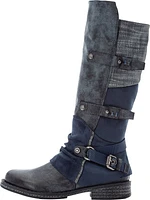Blue Tall Side Zip Boot