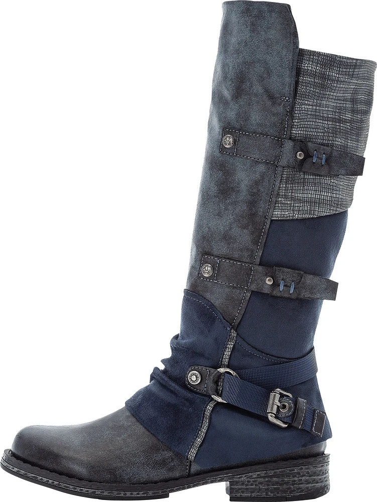 Blue Tall Side Zip Boot
