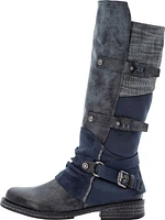 Blue Tall Side Zip Boot