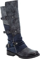 Blue Tall Side Zip Boot