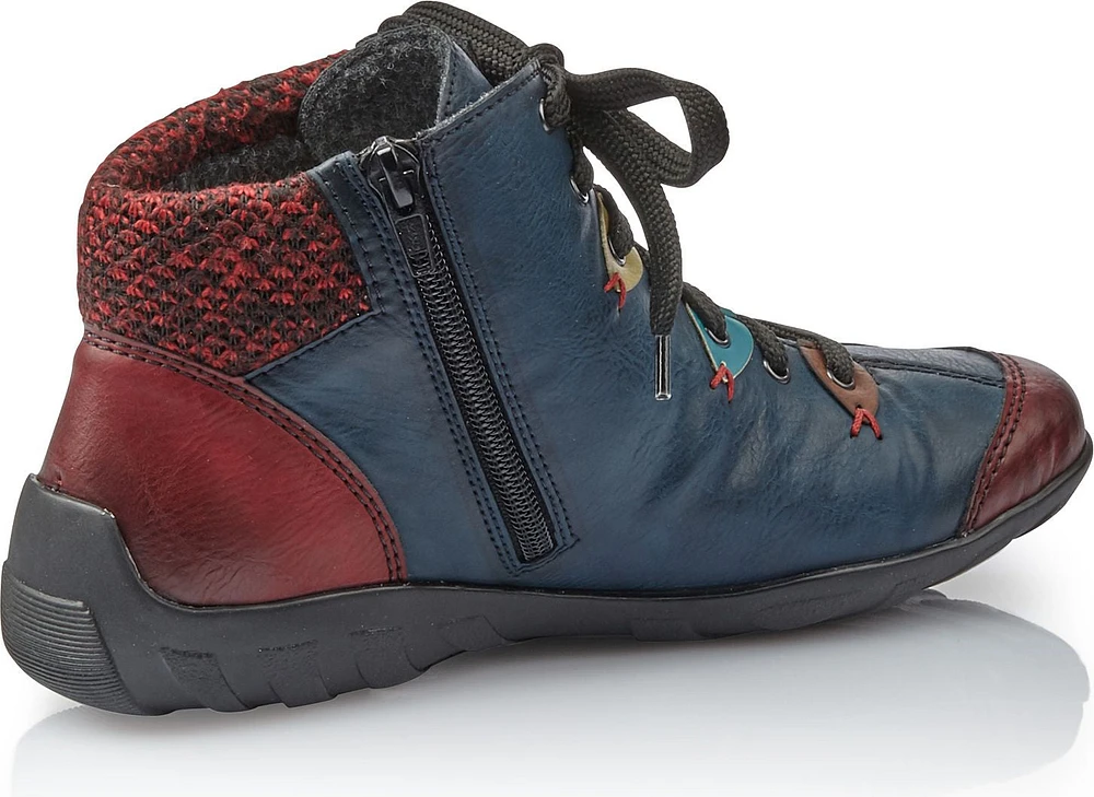 L6513-37 - Blue & Red Lace Up Ankle Boot