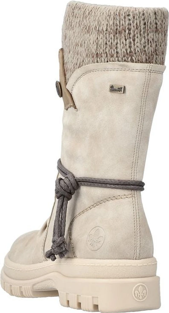 Off White Mid Calf Flip Grip Boot