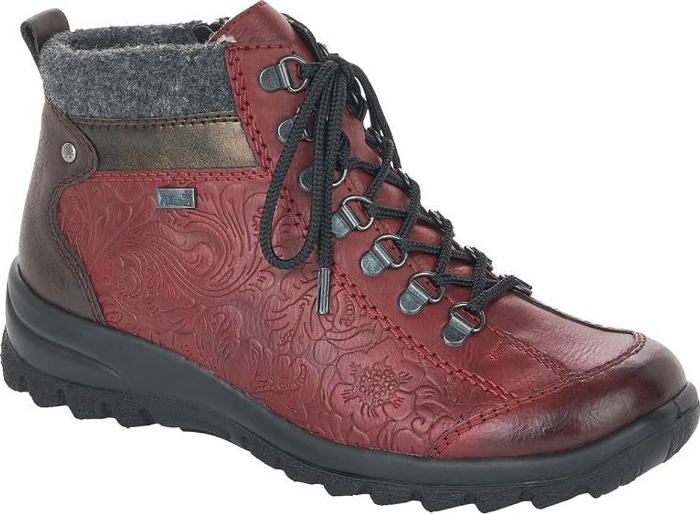 Red Short Lace Up Boot