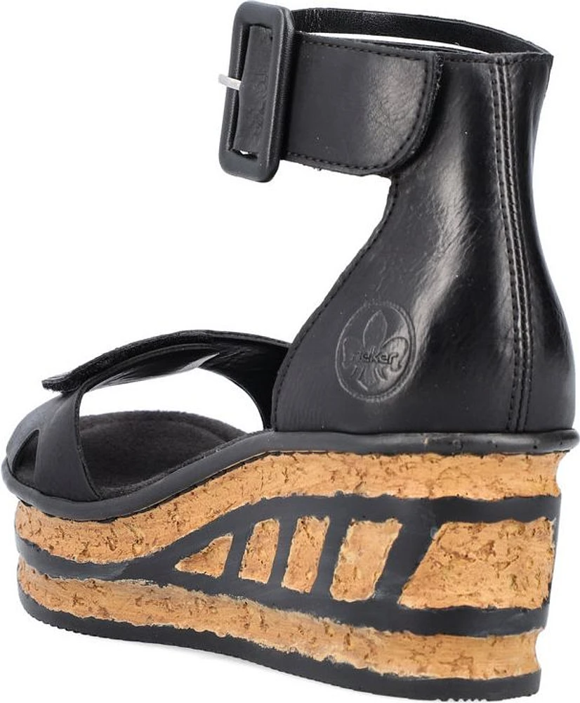 Black Wedge Ankle Wrap Strap