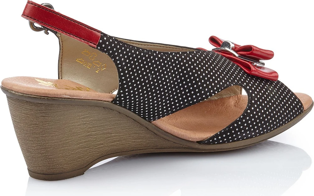 V1171-00 - Black Sling Back With Red Bow