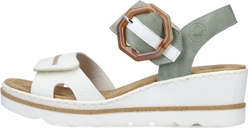 White/Mint Wedge With Buckle