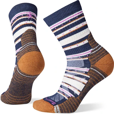 W Hike Light Cushion Stitch Stripe Mid Crew Socks Deep Navy