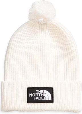 TNF Logo Box Pom Beanie Gardenia White