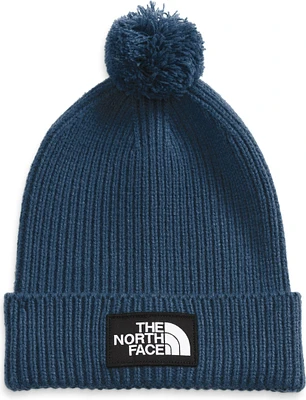 TNF Logo Box Pom Beanie Shady Blue