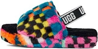 Kids Fluff Yeah Slide Checks Black Multi