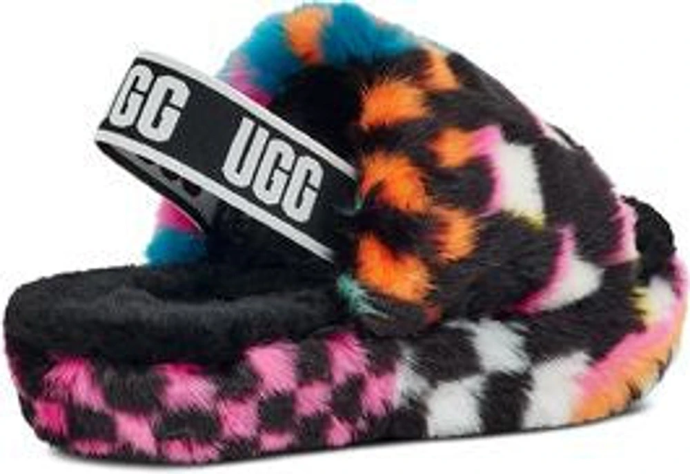 Kids Fluff Yeah Slide Checks Black Multi