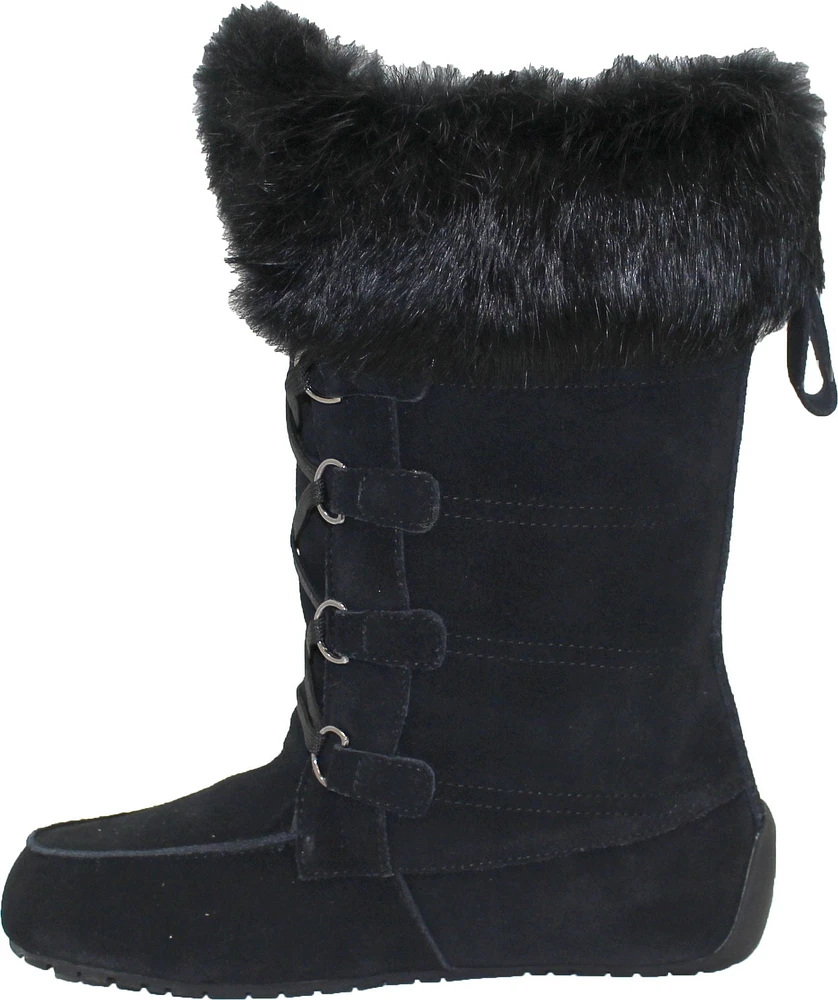 Tall Laceup Black Suede Boot