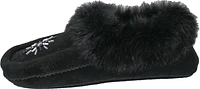 Beaded Mocc With Fur Trim Black