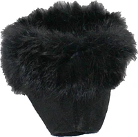 Beaded Mocc With Fur Trim Black
