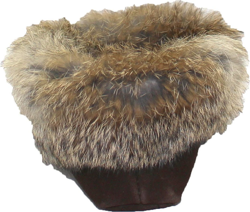 Beaded Mocc With Fur Trim Brown