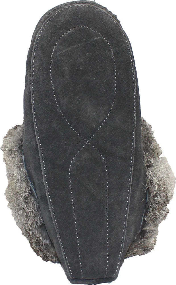 Beaded Mocc With Fur Trim Charcoal