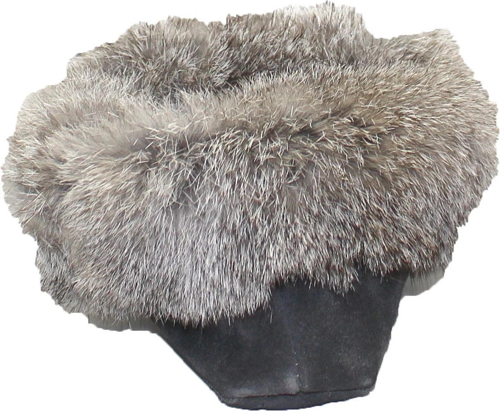 Beaded Mocc With Fur Trim Charcoal