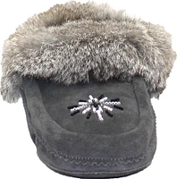 Beaded Mocc With Fur Trim Charcoal