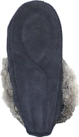 Beaded Mocc With Fur Trim Navy