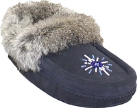 Beaded Mocc With Fur Trim Navy