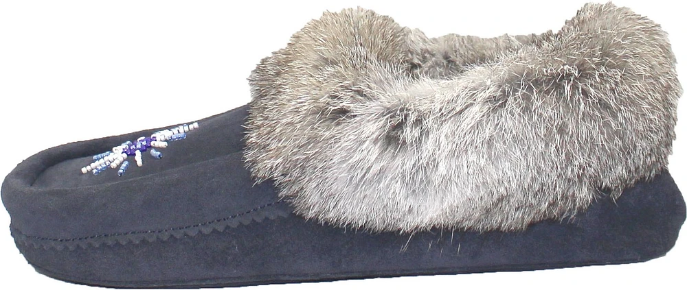 Beaded Mocc With Fur Trim Navy
