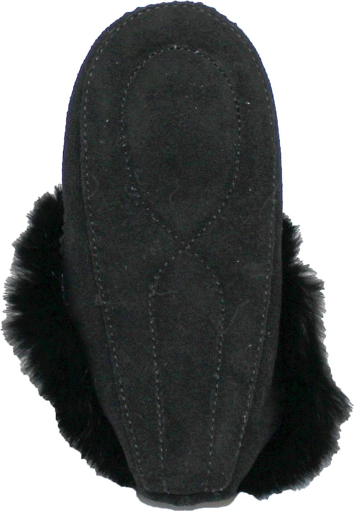 Saski Black - Kids Beaded Moccasin With Fur