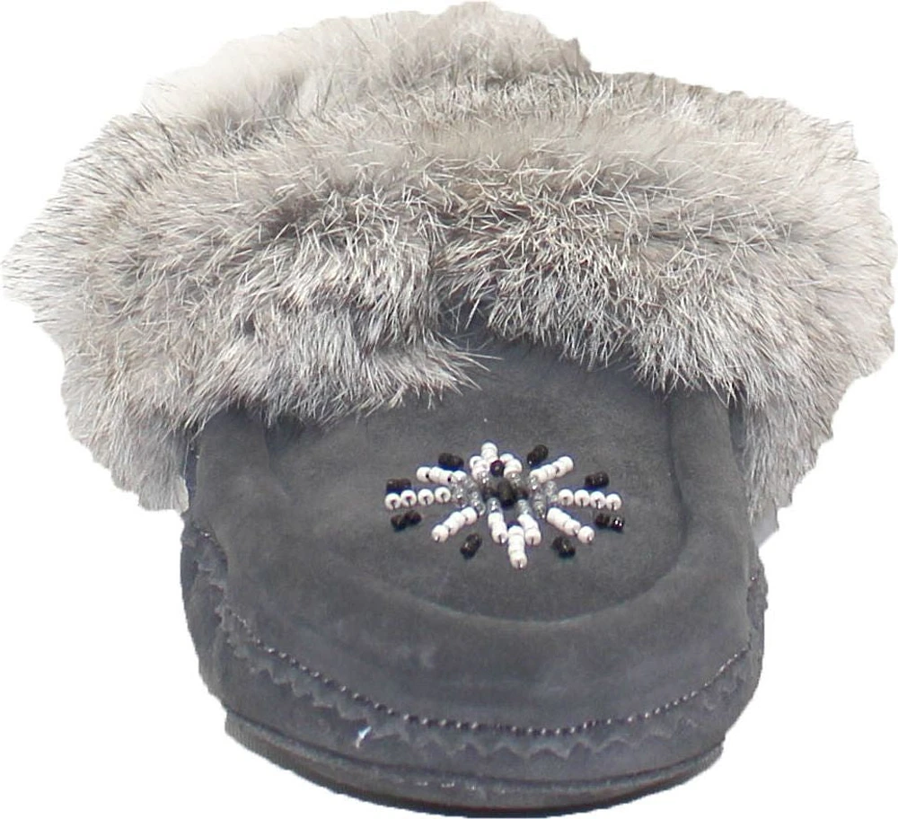 Saskie Charcoal - Kids Beaded Moccasin With Fur